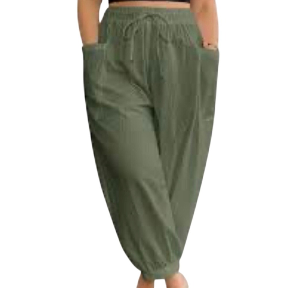 Shein Curve Women 2XL Olive Green Jogger Pants Parachute Cargo Pocket